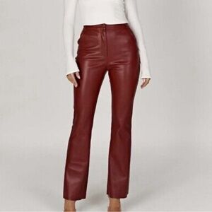 Meshki Deep Red Straight Leg Leather Pants